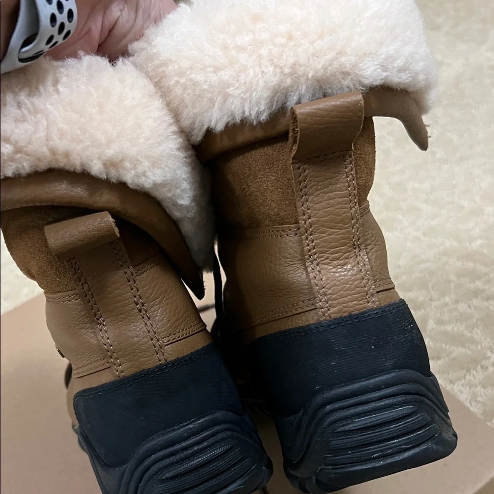 UGG Tan and Black Lace-Up Boots - Picture 5 of 7